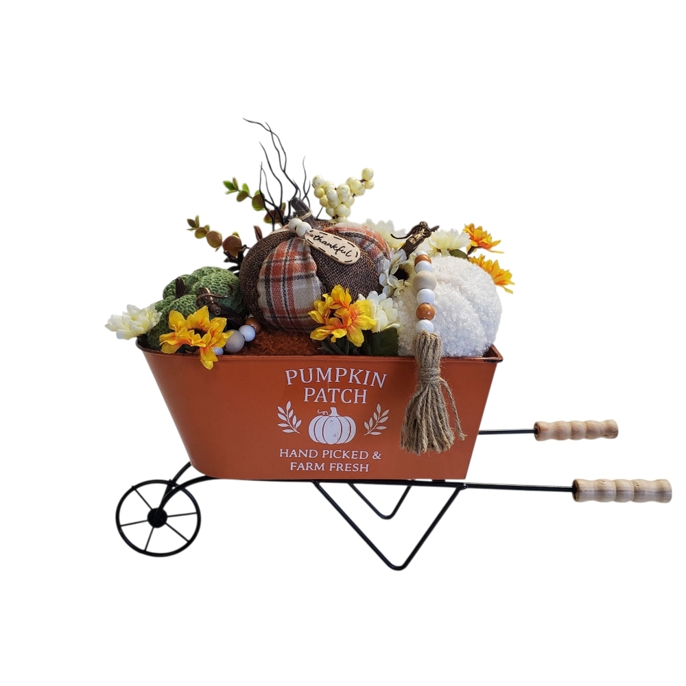 New Decorative Pumpkin Patch Wheelbarrow - Picture 2 of 10
